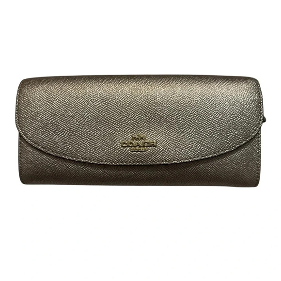 Coach Metallic Crossgrain Slim Envelope Wallet F23255 IM/Rose Gold - Picture 1 of 5